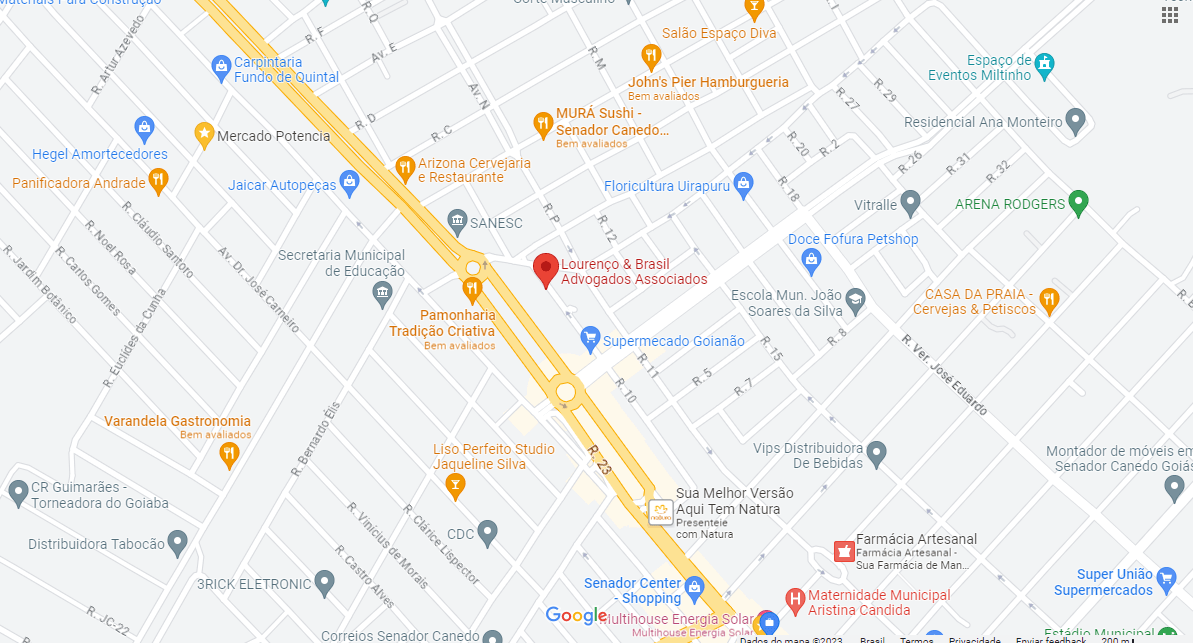 Mapa Lourenço e Brasil advogados em Senador Canedo